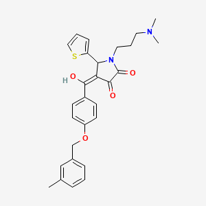 molecular formula C28H30N2O4S B12198499 (4E)-1-[3-(dimethylamino)propyl]-4-(hydroxy{4-[(3-methylbenzyl)oxy]phenyl}methylidene)-5-(thiophen-2-yl)pyrrolidine-2,3-dione 