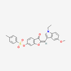 (2E)-2-[(1-ethyl-5-methoxy-1H-indol-3-yl)methylidene]-3-oxo-2,3-dihydro-1-benzofuran-6-yl 4-methylbenzenesulfonate