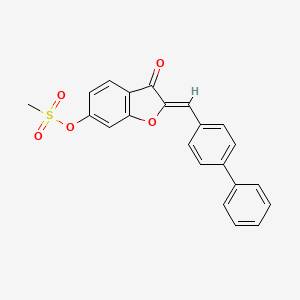 (2Z)-2-(biphenyl-4-ylmethylidene)-3-oxo-2,3-dihydro-1-benzofuran-6-yl methanesulfonate