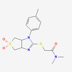 N,N-dimethyl-2-{[1-(4-methylphenyl)-5,5-dioxido-3a,4,6,6a-tetrahydro-1H-thieno[3,4-d]imidazol-2-yl]sulfanyl}acetamide