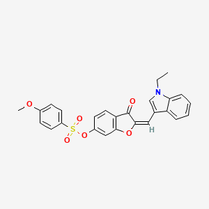 molecular formula C26H21NO6S B12198610 (2E)-2-[(1-ethyl-1H-indol-3-yl)methylidene]-3-oxo-2,3-dihydro-1-benzofuran-6-yl 4-methoxybenzenesulfonate 