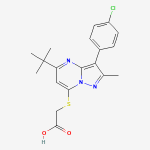 {[5-Tert-butyl-3-(4-chlorophenyl)-2-methylpyrazolo[1,5-a]pyrimidin-7-yl]sulfanyl}acetic acid