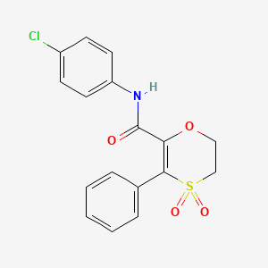 molecular formula C17H14ClNO4S B12198680 N-(4-chlorophenyl)-3-phenyl-5,6-dihydro-1,4-oxathiine-2-carboxamide 4,4-dioxide 