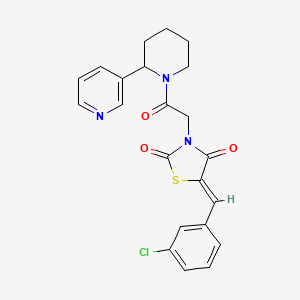 molecular formula C22H20ClN3O3S B12198714 (5Z)-5-(3-chlorobenzylidene)-3-{2-oxo-2-[2-(pyridin-3-yl)piperidin-1-yl]ethyl}-1,3-thiazolidine-2,4-dione 