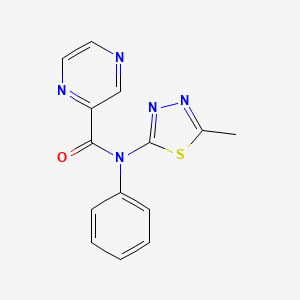 molecular formula C14H11N5OS B1219875 N-(5-methyl-1,3,4-thiadiazol-2-yl)-N-phenyl-2-pyrazinecarboxamide 