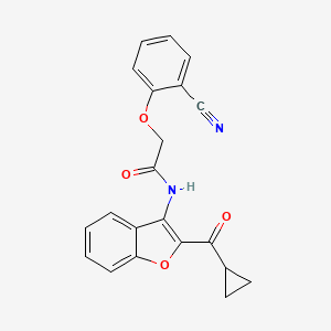 molecular formula C21H16N2O4 B1219876 2-(2-cyanophenoxy)-N-[2-[cyclopropyl(oxo)methyl]-3-benzofuranyl]acetamide 