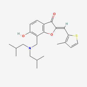 molecular formula C23H29NO3S B12198775 (2Z)-7-{[bis(2-methylpropyl)amino]methyl}-6-hydroxy-2-[(3-methylthiophen-2-yl)methylidene]-1-benzofuran-3(2H)-one 