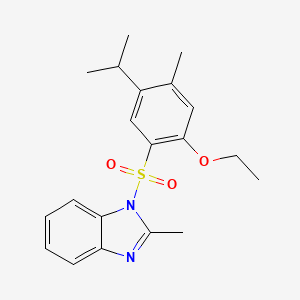 molecular formula C20H24N2O3S B12198788 1-[2-ethoxy-4-methyl-5-(propan-2-yl)benzenesulfonyl]-2-methyl-1H-1,3-benzodiazole 