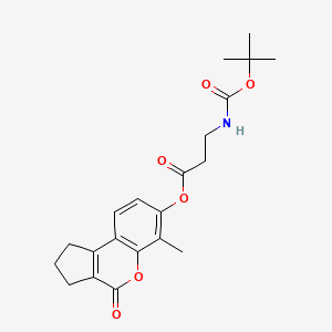 molecular formula C21H25NO6 B12198795 6-methyl-4-oxo-1,2,3,4-tetrahydrocyclopenta[c]chromen-7-yl N-(tert-butoxycarbonyl)-beta-alaninate 