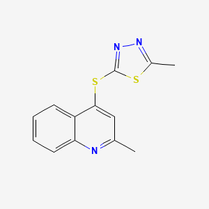 molecular formula C13H11N3S2 B1219880 2-Methyl-5-[(2-methyl-4-quinolinyl)thio]-1,3,4-thiadiazole 