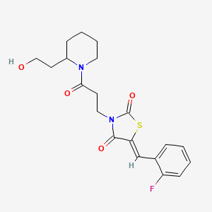 molecular formula C20H23FN2O4S B12198822 5-[(2-Fluorophenyl)methylene]-3-{3-[2-(2-hydroxyethyl)piperidyl]-3-oxopropyl}-1,3-thiazolidine-2,4-dione 