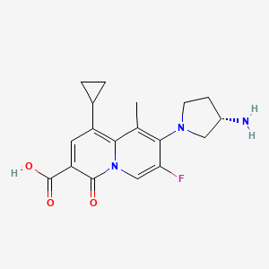 B1219885 4H-Quinolizine-3-carboxylic acid, 8-((3S)-3-amino-1-pyrrolidinyl)-1-cyclopropyl-7-fluoro-9-methyl-4-oxo- CAS No. 162829-90-5