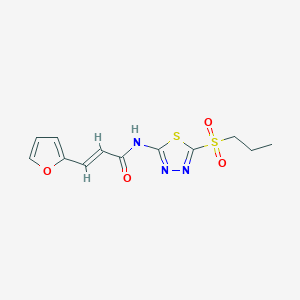 (2E)-3-(furan-2-yl)-N-[(2Z)-5-(propylsulfonyl)-1,3,4-thiadiazol-2(3H)-ylidene]prop-2-enamide