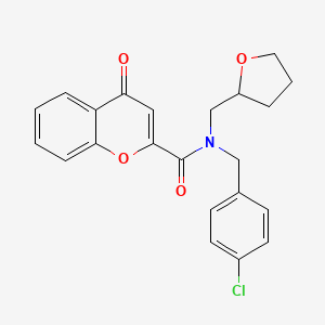 molecular formula C22H20ClNO4 B12198963 N-(4-chlorobenzyl)-4-oxo-N-(tetrahydrofuran-2-ylmethyl)-4H-chromene-2-carboxamide 