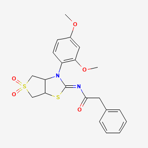 molecular formula C21H22N2O5S2 B12198964 N-[(2Z)-3-(2,4-dimethoxyphenyl)-5,5-dioxidotetrahydrothieno[3,4-d][1,3]thiazol-2(3H)-ylidene]-2-phenylacetamide 