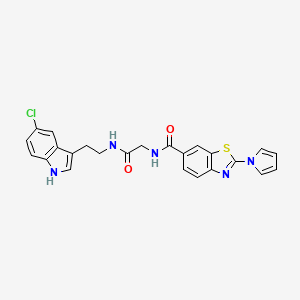 molecular formula C24H20ClN5O2S B12199031 N-(2-{[2-(5-chloro-1H-indol-3-yl)ethyl]amino}-2-oxoethyl)-2-(1H-pyrrol-1-yl)-1,3-benzothiazole-6-carboxamide 