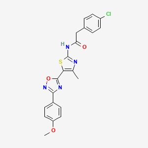 molecular formula C21H17ClN4O3S B12199076 2-(4-chlorophenyl)-N-[(2Z)-5-[3-(4-methoxyphenyl)-1,2,4-oxadiazol-5-yl]-4-methyl-1,3-thiazol-2(3H)-ylidene]acetamide 