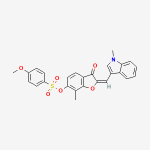 (2E)-7-methyl-2-[(1-methyl-1H-indol-3-yl)methylidene]-3-oxo-2,3-dihydro-1-benzofuran-6-yl 4-methoxybenzenesulfonate