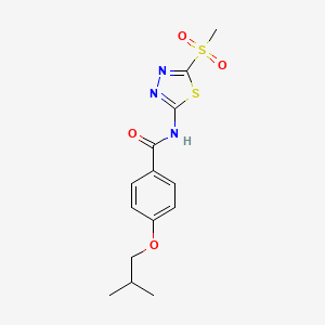 molecular formula C14H17N3O4S2 B12199103 4-(2-methylpropoxy)-N-[5-(methylsulfonyl)-1,3,4-thiadiazol-2-yl]benzamide 