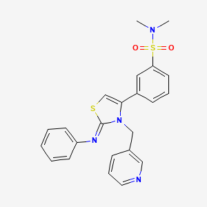 molecular formula C23H22N4O2S2 B12199117 N,N-dimethyl-3-[(2Z)-2-(phenylimino)-3-(pyridin-3-ylmethyl)-2,3-dihydro-1,3-thiazol-4-yl]benzenesulfonamide 