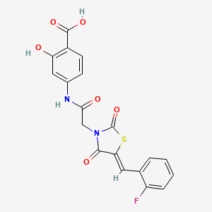 4-({[(5Z)-5-(2-fluorobenzylidene)-2,4-dioxo-1,3-thiazolidin-3-yl]acetyl}amino)-2-hydroxybenzoic acid