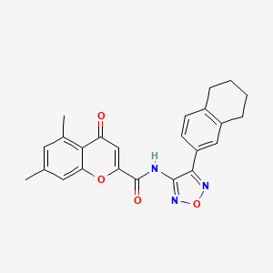 molecular formula C24H21N3O4 B12199189 5,7-dimethyl-4-oxo-N-[4-(5,6,7,8-tetrahydronaphthalen-2-yl)-1,2,5-oxadiazol-3-yl]-4H-chromene-2-carboxamide 