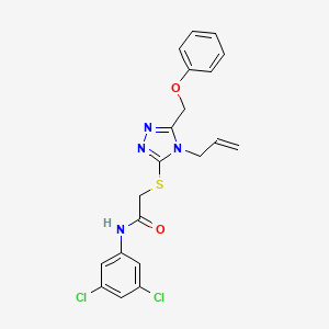 molecular formula C20H18Cl2N4O2S B12199202 N-(3,5-dichlorophenyl)-2-{[5-(phenoxymethyl)-4-(prop-2-en-1-yl)-4H-1,2,4-triazol-3-yl]sulfanyl}acetamide 