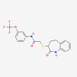 molecular formula C19H17F3N2O3S B12199217 2-[(2-hydroxy-4,5-dihydro-3H-1-benzazepin-3-yl)sulfanyl]-N-[3-(trifluoromethoxy)phenyl]acetamide 