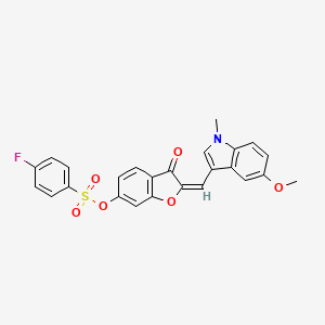 molecular formula C25H18FNO6S B12199319 (2E)-2-[(5-methoxy-1-methyl-1H-indol-3-yl)methylidene]-3-oxo-2,3-dihydro-1-benzofuran-6-yl 4-fluorobenzenesulfonate 