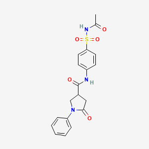 molecular formula C19H19N3O5S B12199329 N-[4-(acetylsulfamoyl)phenyl]-5-oxo-1-phenylpyrrolidine-3-carboxamide 