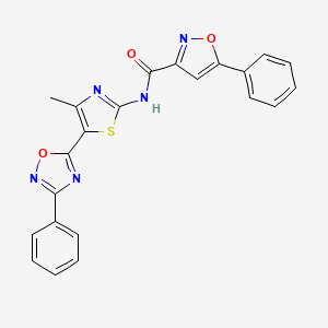 molecular formula C22H15N5O3S B12199366 N-[(2E)-4-methyl-5-(3-phenyl-1,2,4-oxadiazol-5-yl)-1,3-thiazol-2(3H)-ylidene]-5-phenyl-1,2-oxazole-3-carboxamide 