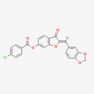 (2Z)-2-(1,3-benzodioxol-5-ylmethylidene)-3-oxo-2,3-dihydro-1-benzofuran-6-yl 4-chlorobenzoate