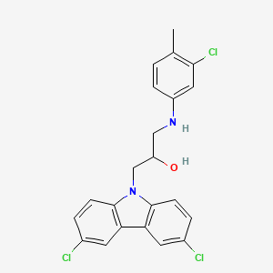 molecular formula C22H19Cl3N2O B12199409 1-(3-Chloro-4-methyl-phenylamino)-3-(3,6-dichloro-carbazol-9-yl)-propan-2-ol 