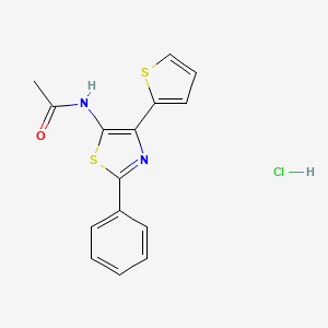 molecular formula C15H13ClN2OS2 B12199449 N-[2-phenyl-4-(thiophen-2-yl)-1,3-thiazol-5-yl]acetamide hydrochloride 