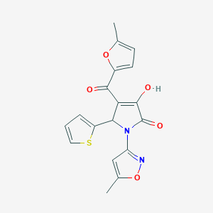 (4E)-4-[hydroxy(5-methylfuran-2-yl)methylidene]-1-(5-methyl-1,2-oxazol-3-yl)-5-(thiophen-2-yl)pyrrolidine-2,3-dione