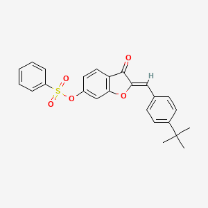 molecular formula C25H22O5S B12199465 (2Z)-2-(4-tert-butylbenzylidene)-3-oxo-2,3-dihydro-1-benzofuran-6-yl benzenesulfonate 