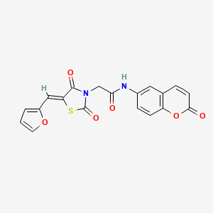 molecular formula C19H12N2O6S B12199513 2-[(5Z)-5-(furan-2-ylmethylidene)-2,4-dioxo-1,3-thiazolidin-3-yl]-N-(2-oxo-2H-chromen-6-yl)acetamide 