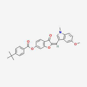 molecular formula C30H27NO5 B12199533 (2E)-2-[(5-methoxy-1-methyl-1H-indol-3-yl)methylidene]-3-oxo-2,3-dihydro-1-benzofuran-6-yl 4-tert-butylbenzoate 