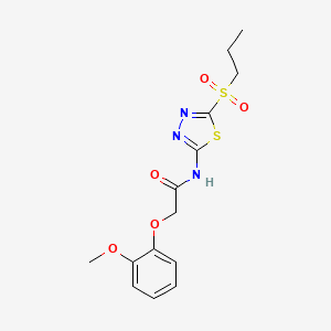 molecular formula C14H17N3O5S2 B12199551 2-(2-methoxyphenoxy)-N-[(2Z)-5-(propylsulfonyl)-1,3,4-thiadiazol-2(3H)-ylidene]acetamide 