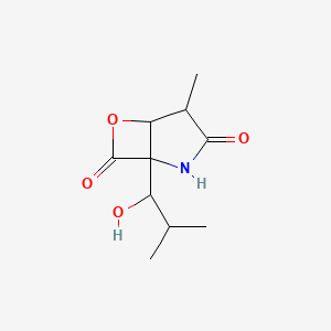 molecular formula C10H15NO4 B1219961 1-(1-Hydroxy-2-methylpropyl)-4-methyl-6-oxa-2-azabicyclo[3.2.0]heptane-3,7-dione 