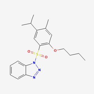 molecular formula C20H25N3O3S B12199611 1-[2-butoxy-4-methyl-5-(propan-2-yl)benzenesulfonyl]-1H-1,2,3-benzotriazole 