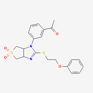 1-(3-{5,5-dioxido-2-[(2-phenoxyethyl)sulfanyl]-3a,4,6,6a-tetrahydro-1H-thieno[3,4-d]imidazol-1-yl}phenyl)ethanone