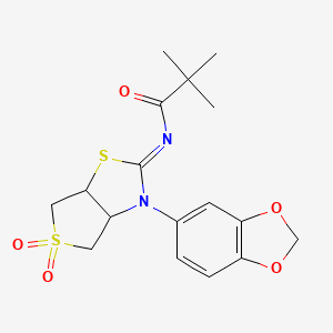 N-[(2Z)-3-(1,3-benzodioxol-5-yl)-5,5-dioxidotetrahydrothieno[3,4-d][1,3]thiazol-2(3H)-ylidene]-2,2-dimethylpropanamide