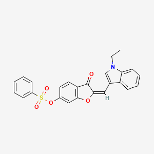 molecular formula C25H19NO5S B12199647 2-[(1-Ethylindol-3-yl)methylene]-3-oxobenzo[3,4-b]furan-6-yl benzenesulfonate 