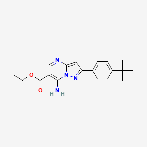 molecular formula C19H22N4O2 B1219969 Ethyl 7-amino-2-(4-tert-butylphenyl)pyrazolo[1,5-a]pyrimidine-6-carboxylate 