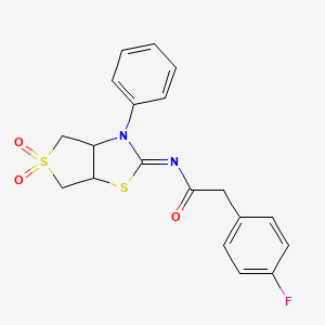 N-[(2E)-5,5-dioxido-3-phenyltetrahydrothieno[3,4-d][1,3]thiazol-2(3H)-ylidene]-2-(4-fluorophenyl)acetamide