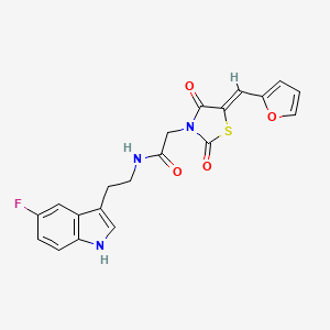 molecular formula C20H16FN3O4S B12199731 N-[2-(5-fluoro-1H-indol-3-yl)ethyl]-2-[(5Z)-5-(furan-2-ylmethylidene)-2,4-dioxo-1,3-thiazolidin-3-yl]acetamide 