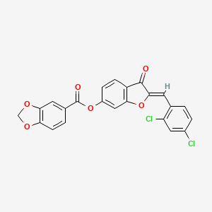 molecular formula C23H12Cl2O6 B12199745 (2Z)-2-(2,4-dichlorobenzylidene)-3-oxo-2,3-dihydro-1-benzofuran-6-yl 1,3-benzodioxole-5-carboxylate 