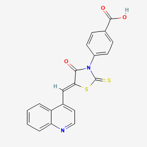 molecular formula C20H12N2O3S2 B12199760 4-[4-Oxo-5-(4-quinolylmethylene)-2-thioxo-1,3-thiazolidin-3-yl]benzoic acid 