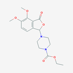 molecular formula C17H22N2O6 B12199762 Ethyl 4-(4,5-dimethoxy-3-oxo-1,3-dihydro-2-benzofuran-1-yl)piperazine-1-carboxylate 